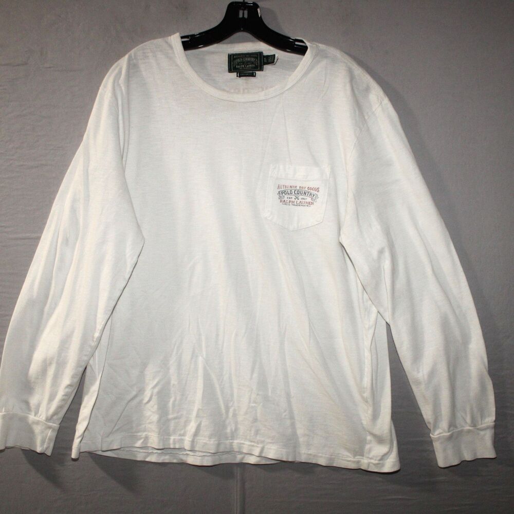 Polo Ralph Lauren White Cotton Crew Neck Long Sleeve Logo T-Shirt Men's XL